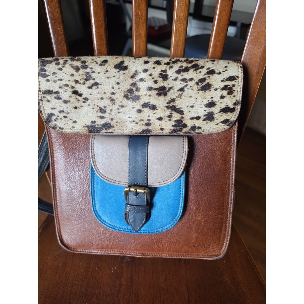 Soruka Convertible Backpack/Shoulder Bag Leather&  Leopard